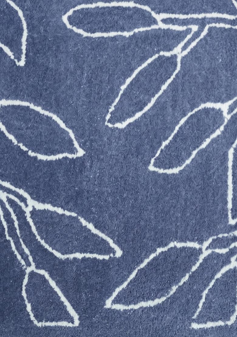 Saffron Rugs Hand Tufted Steel Blue Leaf Contemporary Rectangular Wool Area Rug - Indya