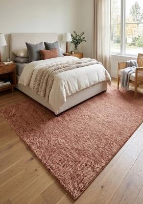 Saffron Rugs Hand Tufted Mauve Geometric Contemporary Rectangular Wool Area Rug