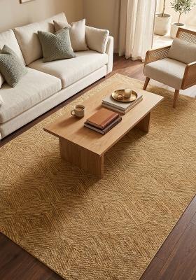 Saffron Rugs Hand Tufted Cream Geometric Contemporary Rectangular Wool Area Rug