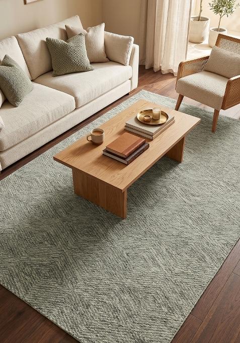 Saffron Rugs Hand Tufted Grey Geometric Contemporary Rectangular Wool Area Rug