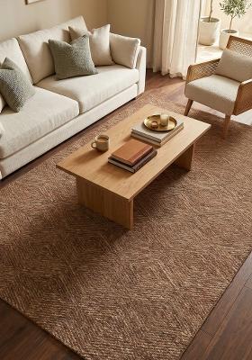 Saffron Rugs Hand Tufted Brown Geometric Contemporary Rectangular Wool Area Rug
