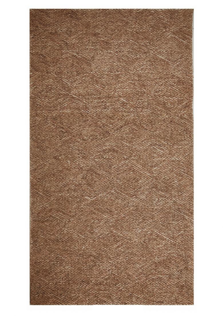 Saffron Rugs Hand Tufted Brown Geometric Contemporary Rectangular Wool Area Rug - Indya