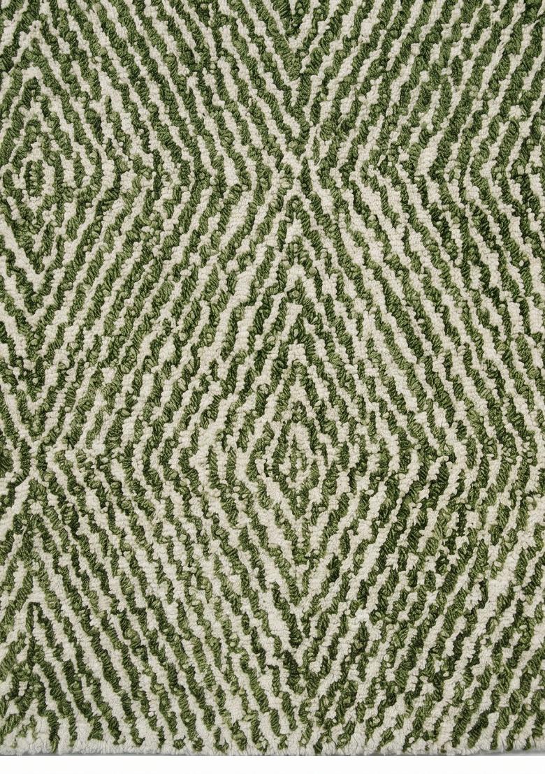 Saffron Rugs Hand Tufted Sage Green Geometric Contemporary Rectangular Wool Area Rug - Indya
