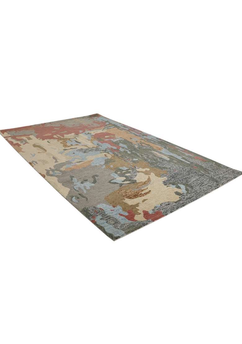 Saffron Rugs Hand-Tufted 100% Wool Area Rug | Multicolor Rectangular Rug | Cotton Backing | Contemporary Swirls Home Decor Carpet for Living Room - Indya