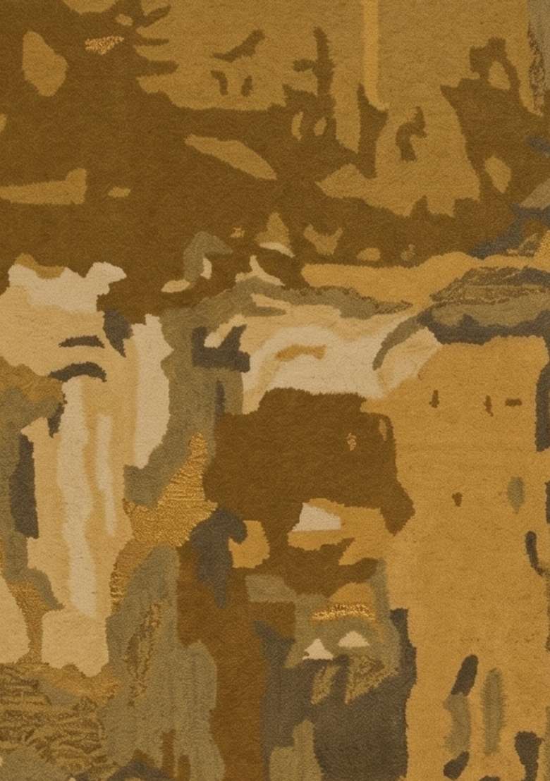 Saffron Rugs Hand-Tufted 100% Wool Area Rug | Golden Brown Rectangular Rug | Cotton Backing | Contemporary Swirls Home Decor Carpet for Living Room - Indya