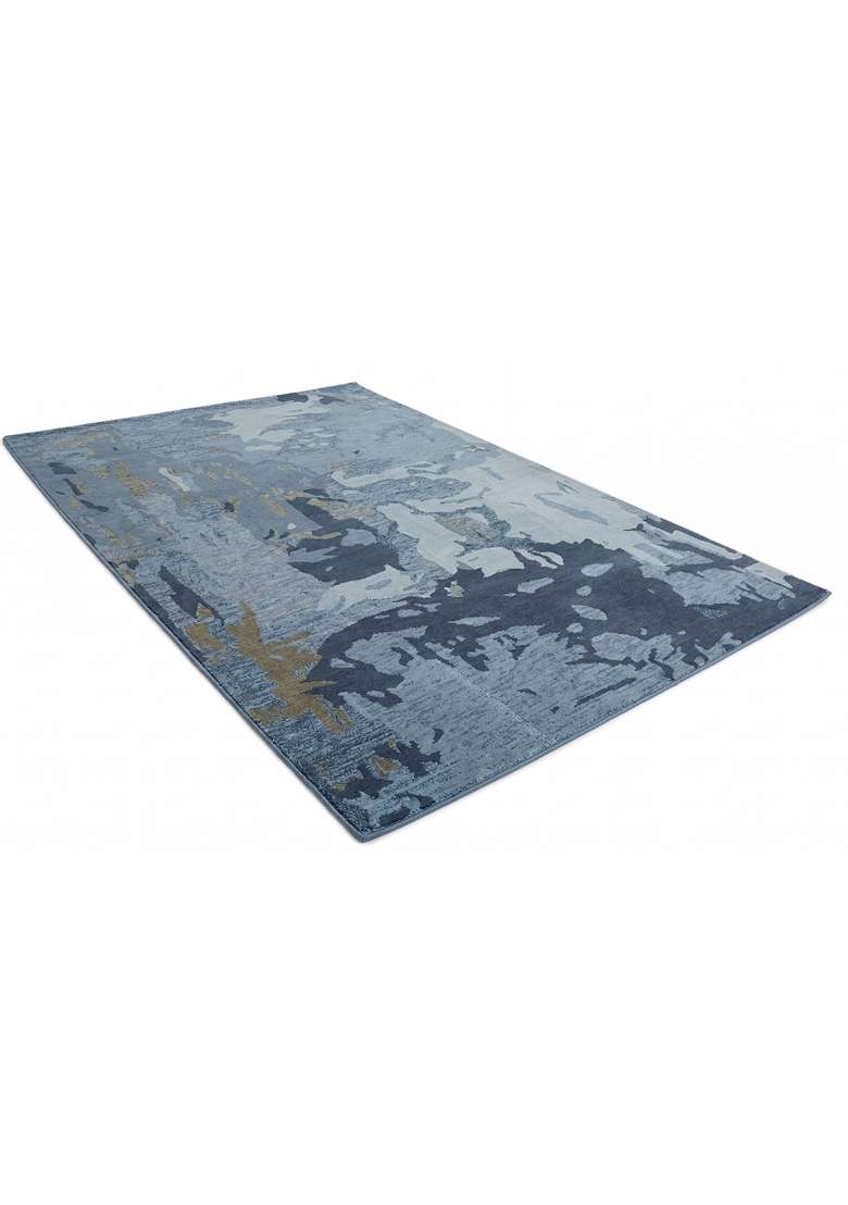 Saffron Rugs Hand-Tufted 100% Wool Area Rug | Steel Blue Rectangular Rug | Cotton Backing | Contemporary Marble Home Decor Carpet for Bedroom - Indya
