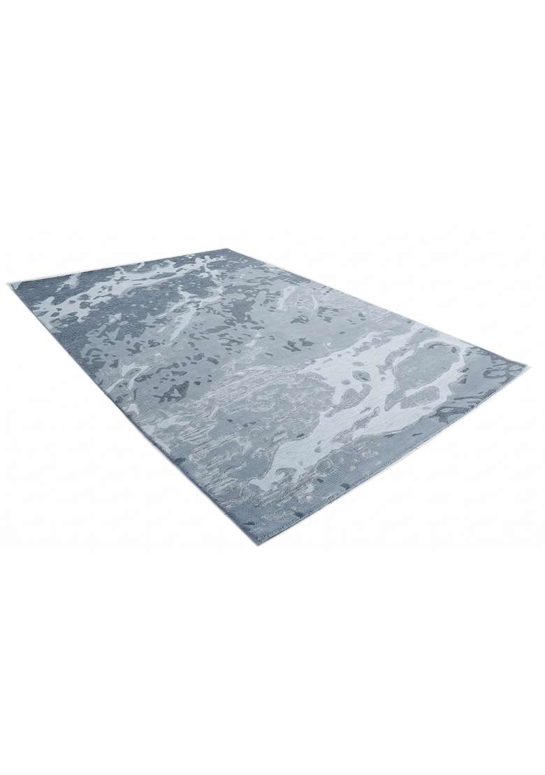 Saffron Rugs Hand-Tufted 100% Wool Area Rug | Steel Blue Grey Rectangular Rug | Cotton Backing | Contemporary Marble Home Decor Carpet for Living Room - Indya