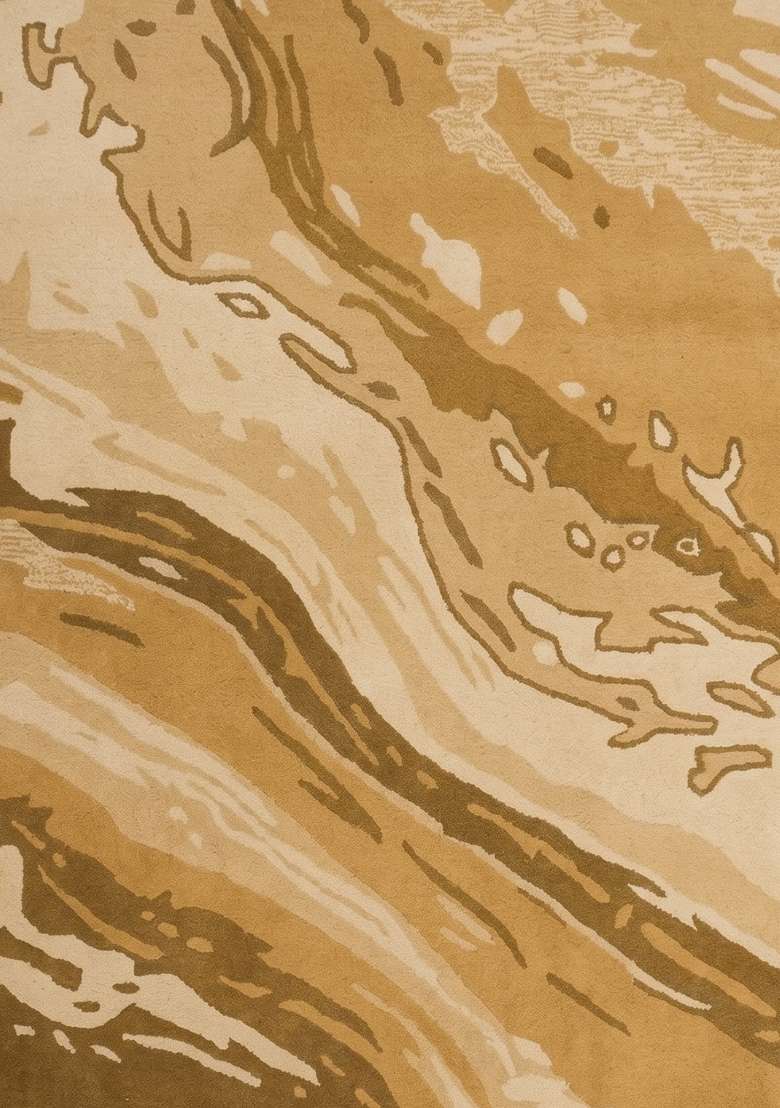 Saffron Rugs Hand-Tufted 100% Wool Area Rug | Golden Tan Rectangular Rug | Cotton Backing | Contemporary Marble Home Decor Carpet for Living Room - Indya