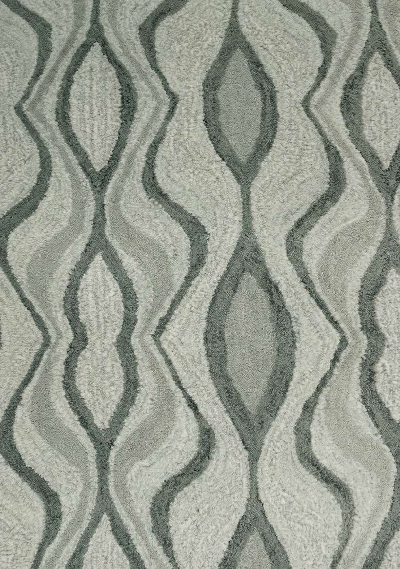 Saffron Rugs Hand-Tufted 100% Wool Area Rug | Sage Green Grey Rectangular Rug | Cotton Backing | Contemporary Trellis Home Decor Carpet for Living Room - Indya
