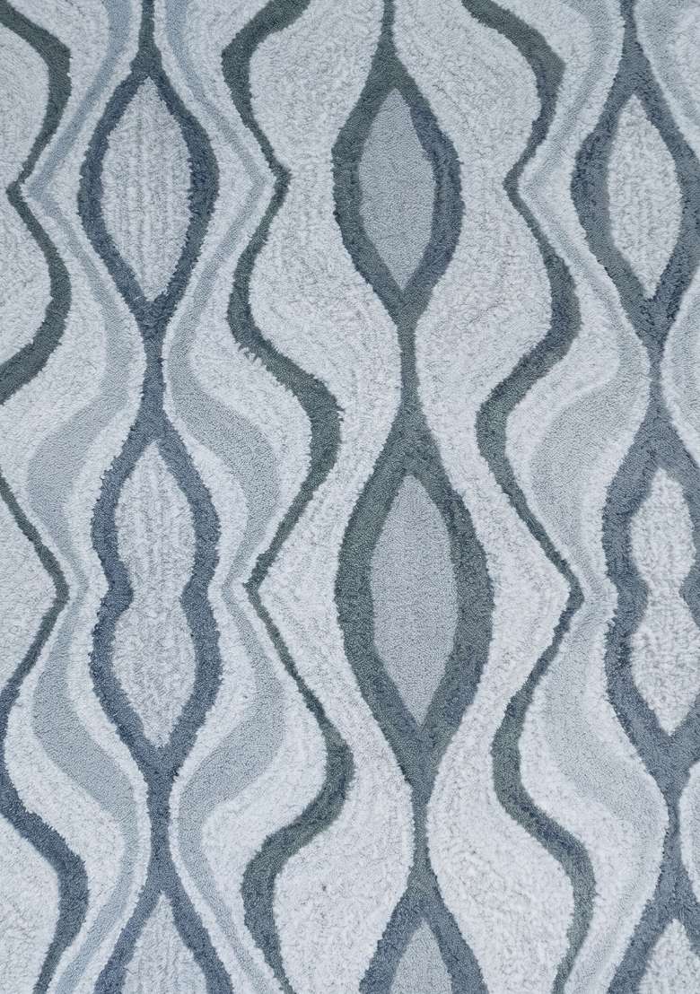 Saffron Rugs Hand-Tufted 100% Wool Area Rug | Light Blue Grey Rectangular Rug | Cotton Backing | Contemporary Trellis Home Decor Carpet for Living Room - Indya