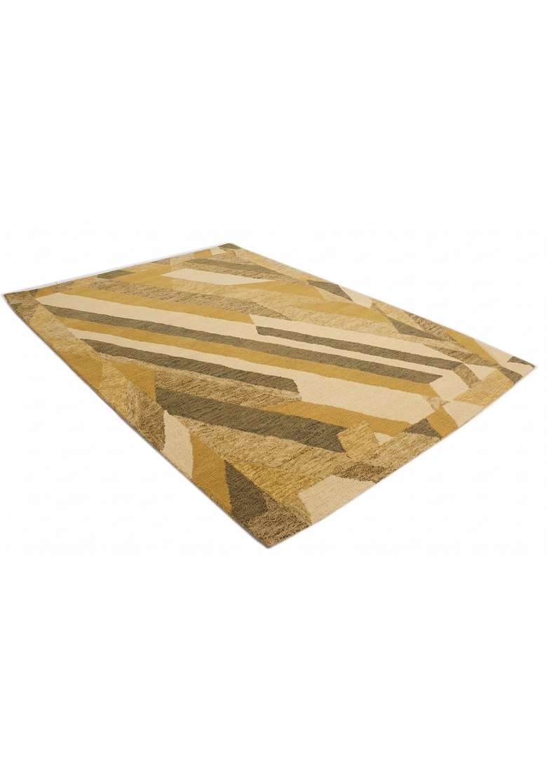 Saffron Rugs Hand-Tufted 100% Wool Area Rug | Golden Tan Rectangular Rug | Cotton Backing | Contemporary Geometric Home Decor Carpet for Living Room - Indya