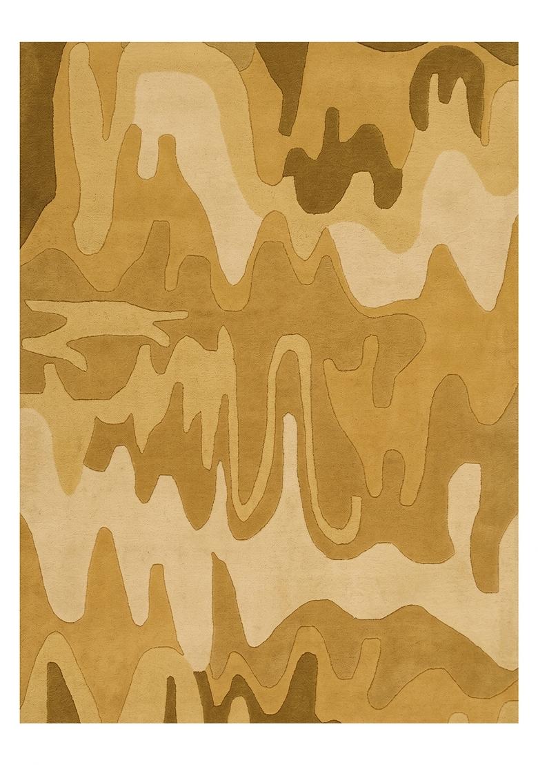 Saffron Rugs Hand Tufted Golden Tan Camouflage Contemporary Rectangular Wool Area Rug - Indya