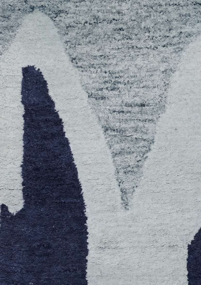 Saffron Rugs Hand-Tufted 100% Wool Area Rug | Steel Blue Grey Rectangular Rug | Cotton Backing | Contemporary Swirls Home Decor Carpet for Living Room - Indya