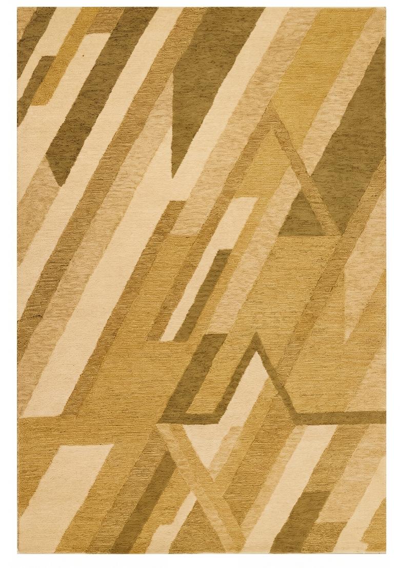 Saffron Rugs Hand Tufted Golden Yellow Geometric Contemporary Rectangular Wool Area Rug - Indya