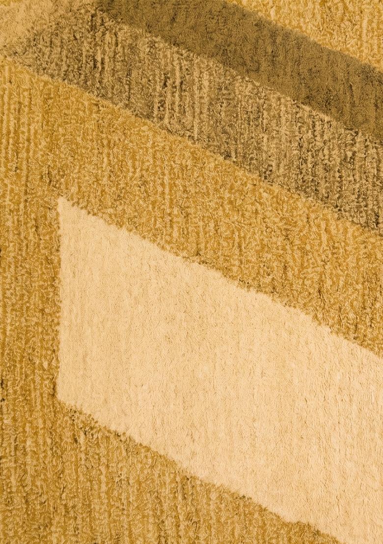 Saffron Rugs Hand Tufted Golden Yellow Geometric Contemporary Rectangular Wool Area Rug - Indya