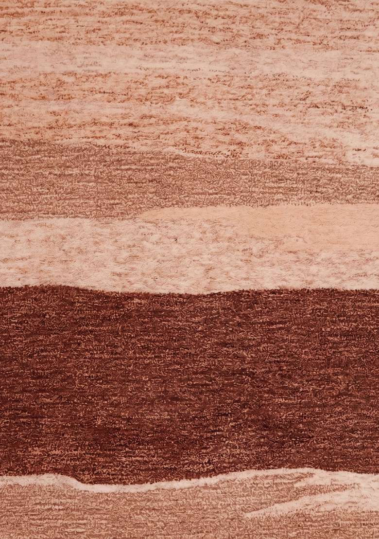 Saffron Rugs Hand-Tufted 100% Wool Area Rug | Terracotta Pink Rectangular Rug | Cotton Backing | Contemporary Striped Home Decor Carpet for Living Room - Indya
