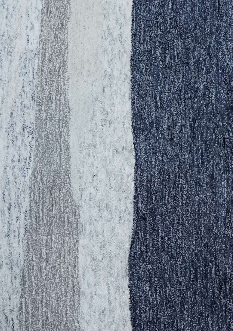 Saffron Rugs Hand-Tufted 100% Wool Area Rug | Light Blue Rectangular Rug | Cotton Backing | Contemporary Striped Home Decor Carpet for Living Room - Indya