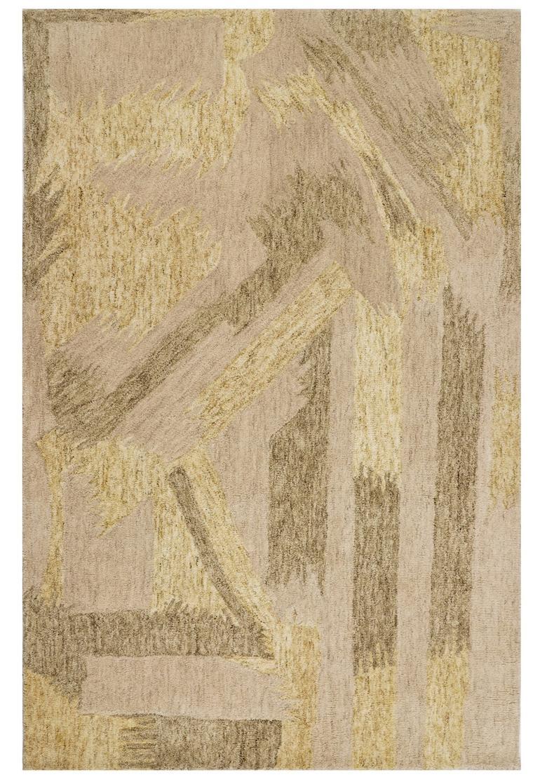 Saffron Rugs Hand Tufted Beige  Contemporary Rectangular Wool Area Rug - Indya