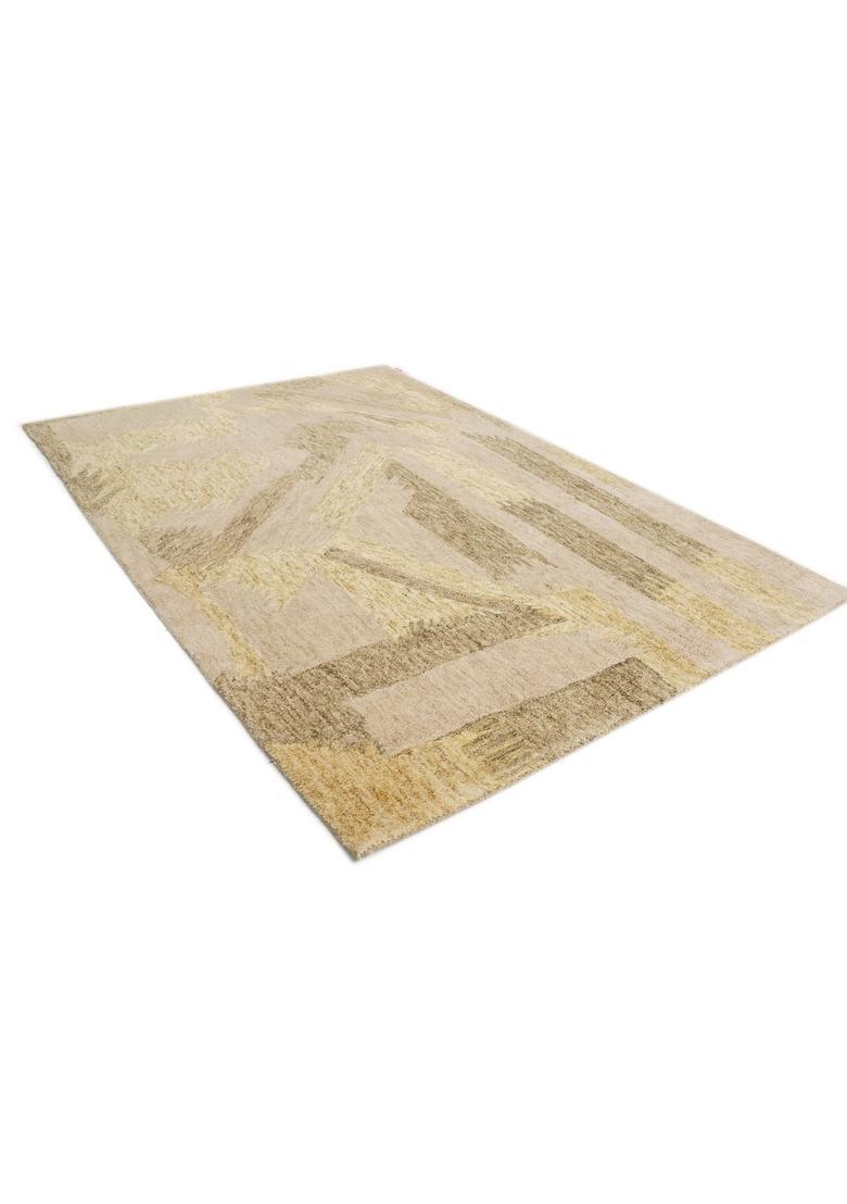 Saffron Rugs Hand Tufted Beige  Contemporary Rectangular Wool Area Rug - Indya