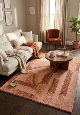 Saffron Rugs Hand Tufted Terracotta Brown  Contemporary Rectangular Wool Area Rug