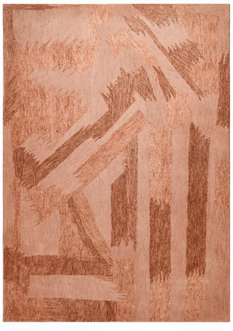Saffron Rugs Hand Tufted Terracotta Brown  Contemporary Rectangular Wool Area Rug - Indya