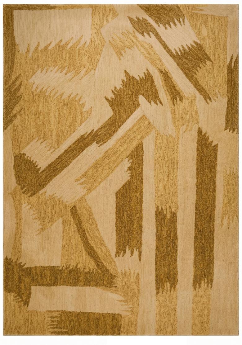 Saffron Rugs Hand Tufted Mustard Gold  Contemporary Rectangular Wool Area Rug - Indya