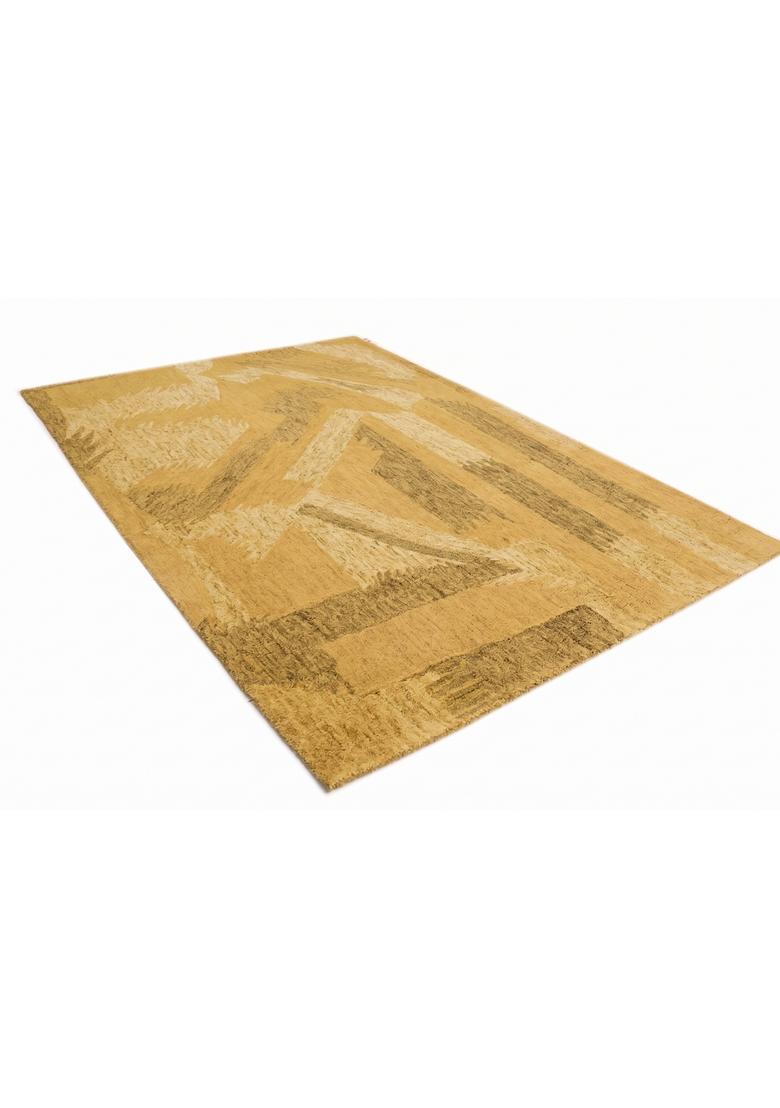 Saffron Rugs Hand Tufted Mustard Gold  Contemporary Rectangular Wool Area Rug - Indya