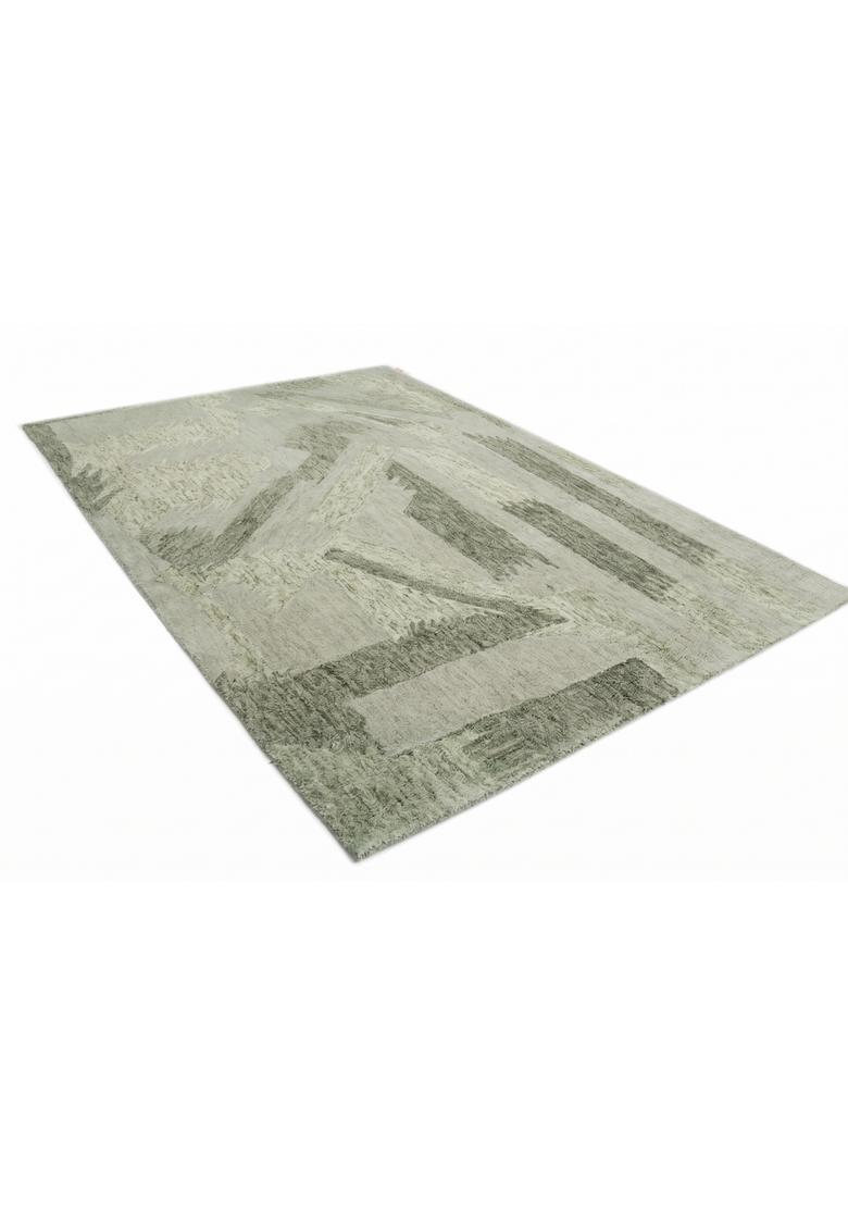 Saffron Rugs Hand Tufted Sage Green  Contemporary Rectangular Wool Area Rug - Indya