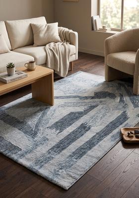 Saffron Rugs Hand Tufted Light Blue  Contemporary Rectangular Wool Area Rug
