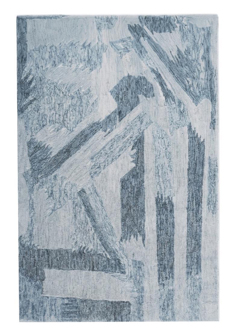 Saffron Rugs Hand Tufted Light Blue  Contemporary Rectangular Wool Area Rug - Indya