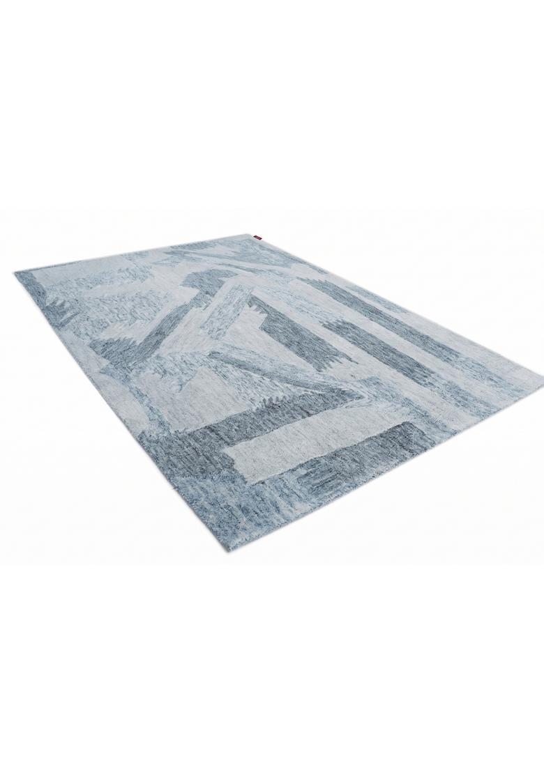 Saffron Rugs Hand Tufted Light Blue  Contemporary Rectangular Wool Area Rug - Indya