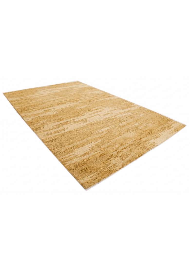 Saffron Rugs Hand-Tufted 100% Wool Area Rug | Golden Yellow Rectangular Rug | Cotton Backing | Contemporary Striped Home Decor Carpet for Living Room - Indya