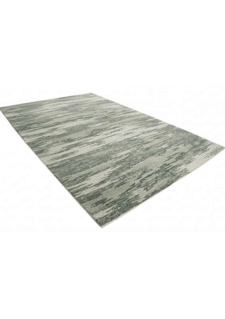 Saffron Rugs Hand-Tufted 100% Wool Area Rug | Sage Green Rectangular Rug | Cotton Backing | Contemporary Striped Home Decor Carpet for Living Room - Indya