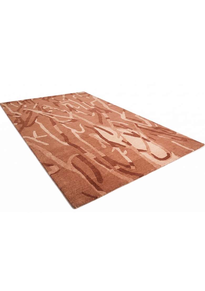 Saffron Rugs Hand-Tufted 100% Wool Area Rug | Blush Pink Rectangular Rug | Cotton Backing | Contemporary Swirls Home Decor Carpet for Living Room - Indya