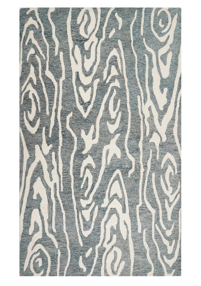 Saffron Rugs Hand Tufted Grey Swirls Contemporary Rectangular Wool Area Rug - Indya