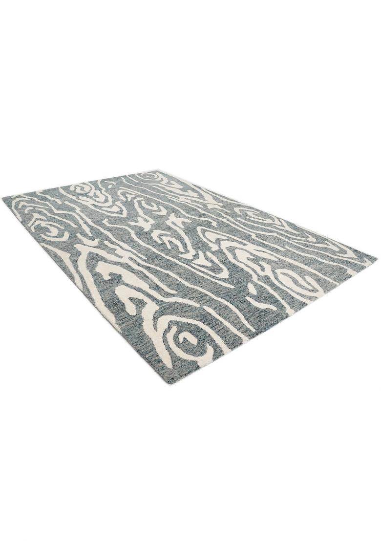 Saffron Rugs Hand Tufted Grey Swirls Contemporary Rectangular Wool Area Rug - Indya