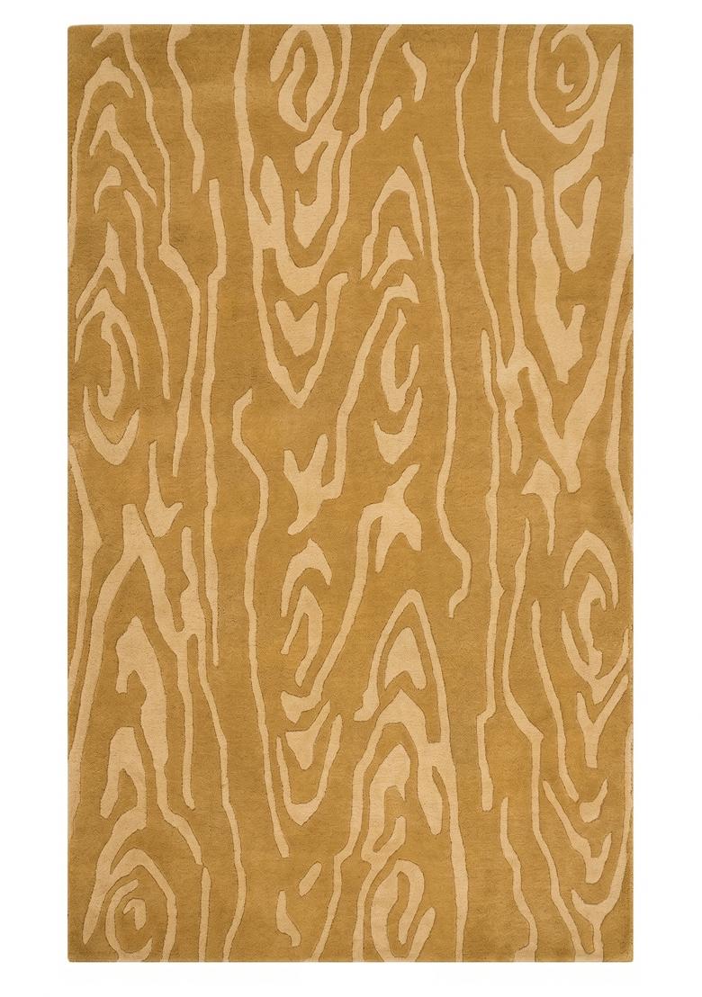 Saffron Rugs Hand Tufted Golden Yellow Swirls Contemporary Rectangular Wool Area Rug - Indya