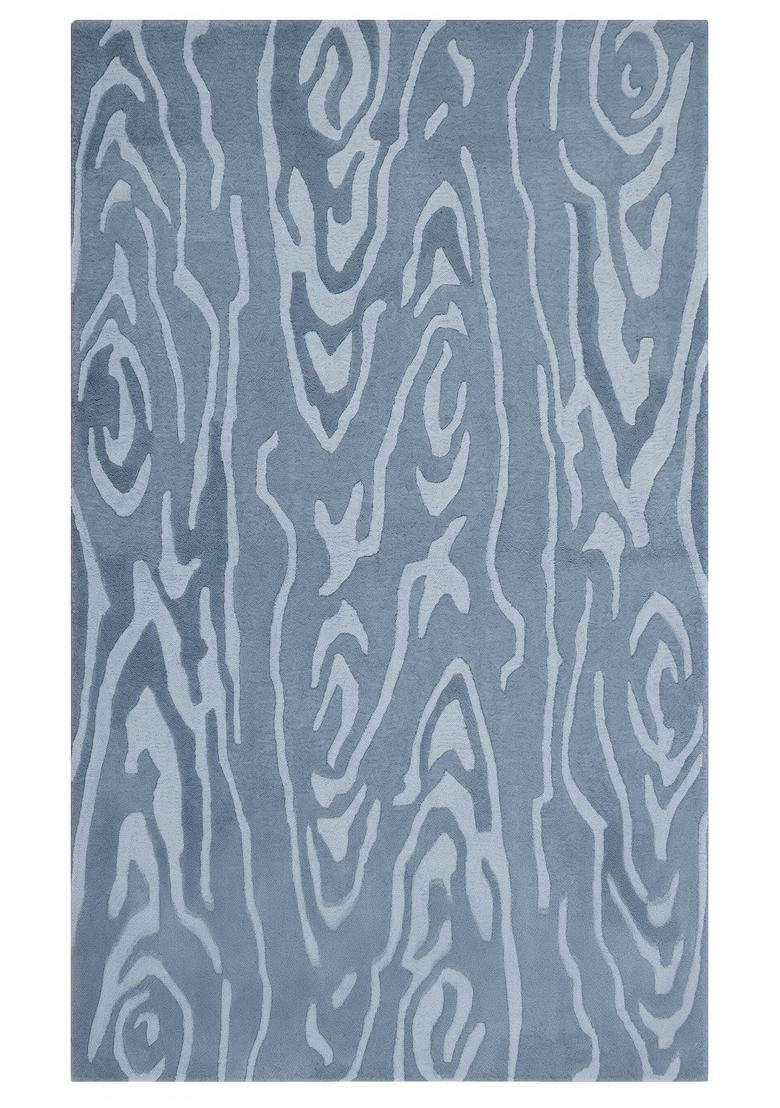 Saffron Rugs Hand Tufted Steel Blue Swirls Contemporary Rectangular Wool Area Rug - Indya