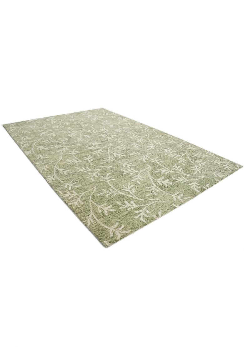 Saffron Rugs Hand Tufted Sage Green Floral Transitional Rectangular Wool Area Rug - Indya