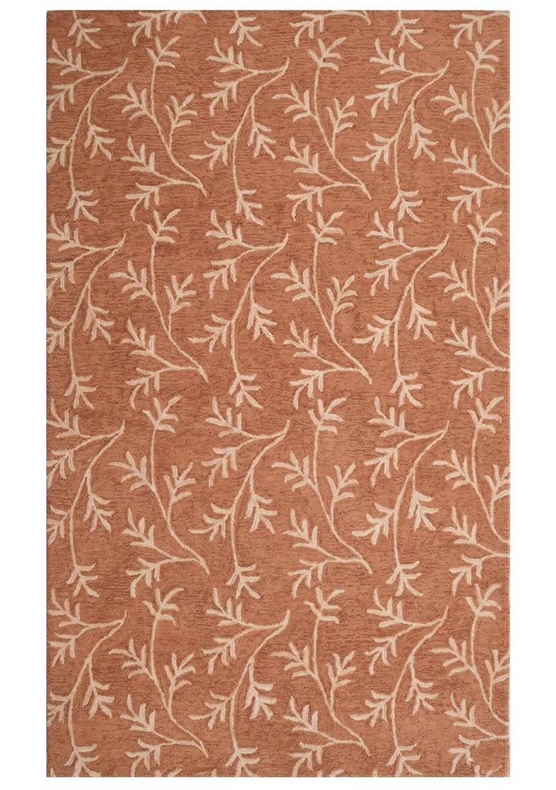 Saffron Rugs Hand Tufted Terracotta Floral Transitional Rectangular Wool Area Rug - Indya