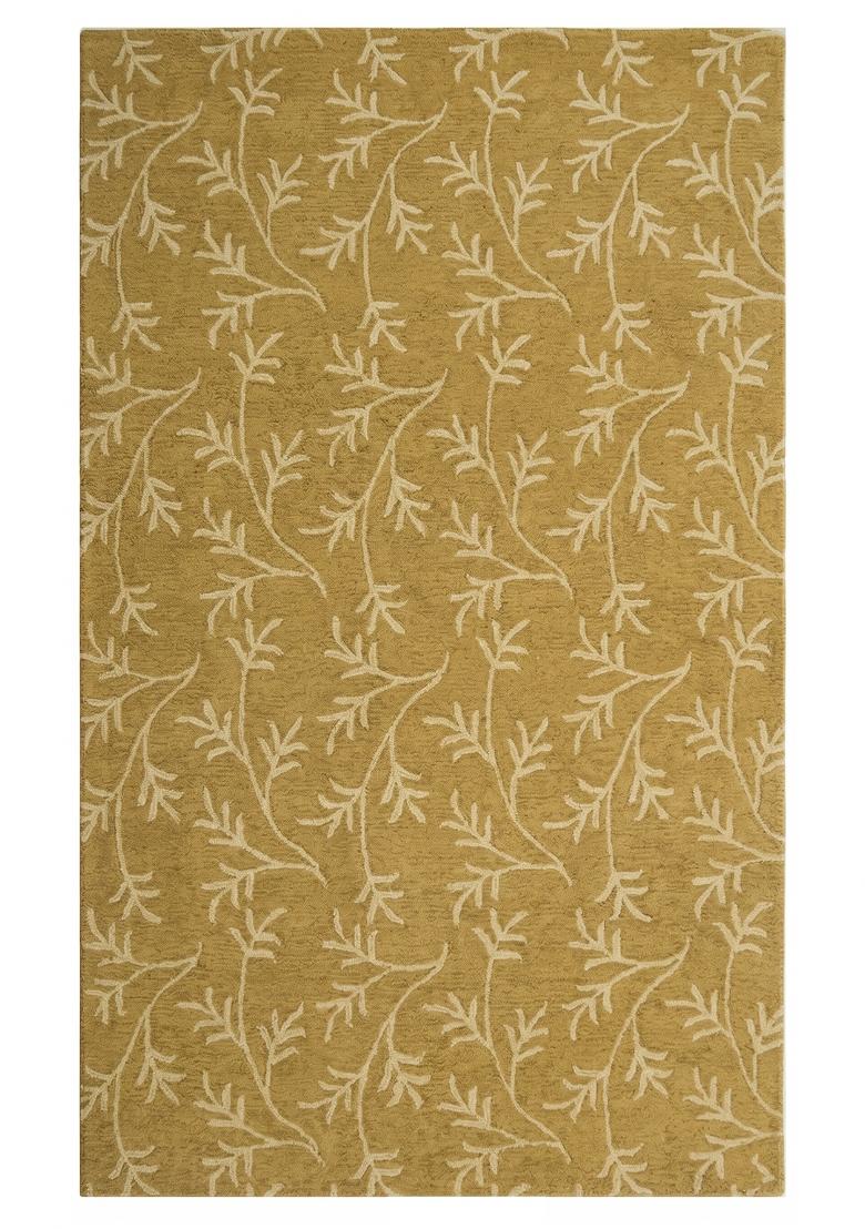 Saffron Rugs Hand Tufted Gold Floral Transitional Rectangular Wool Area Rug - Indya