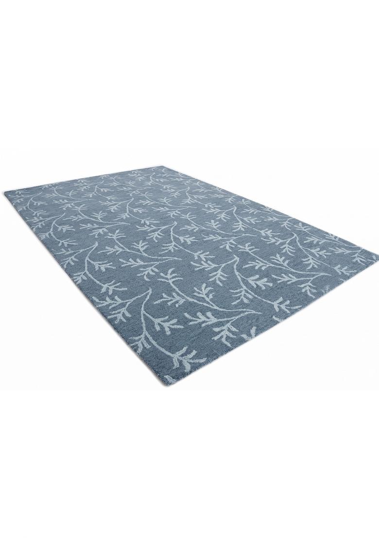 Saffron Rugs Hand Tufted Steel Blue Floral Transitional Rectangular Wool Area Rug - Indya