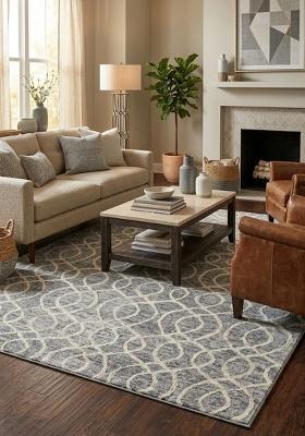 Saffron Rugs Hand Tufted Grey Geometric Transitional Rectangular Wool Area Rug