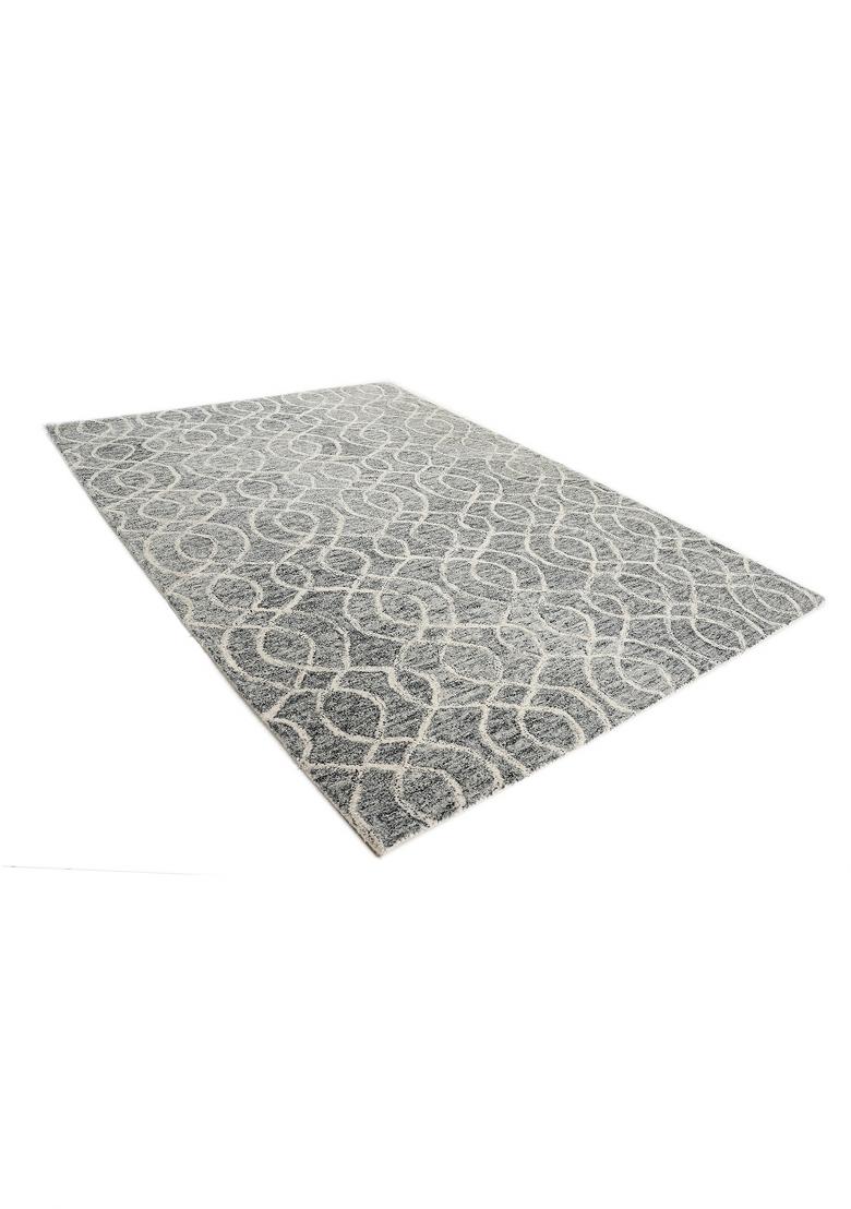 Saffron Rugs Hand Tufted Grey Geometric Transitional Rectangular Wool Area Rug - Indya