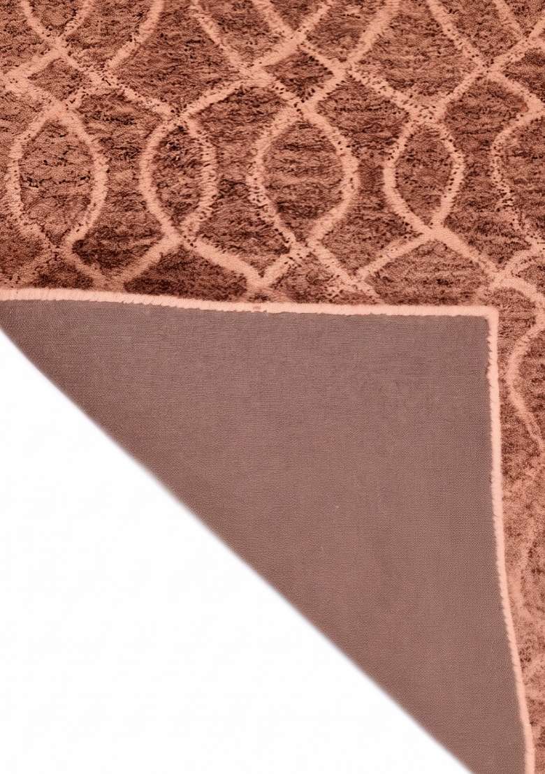 Saffron Rugs Rust Red Transitional Geometric Hand Tufted Wool Rectangular Rug - Indya