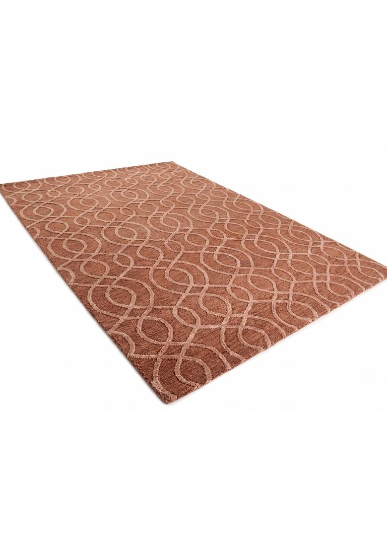 Saffron Rugs Hand Tufted Rust Red Geometric Transitional Rectangular Wool Area Rug - Indya