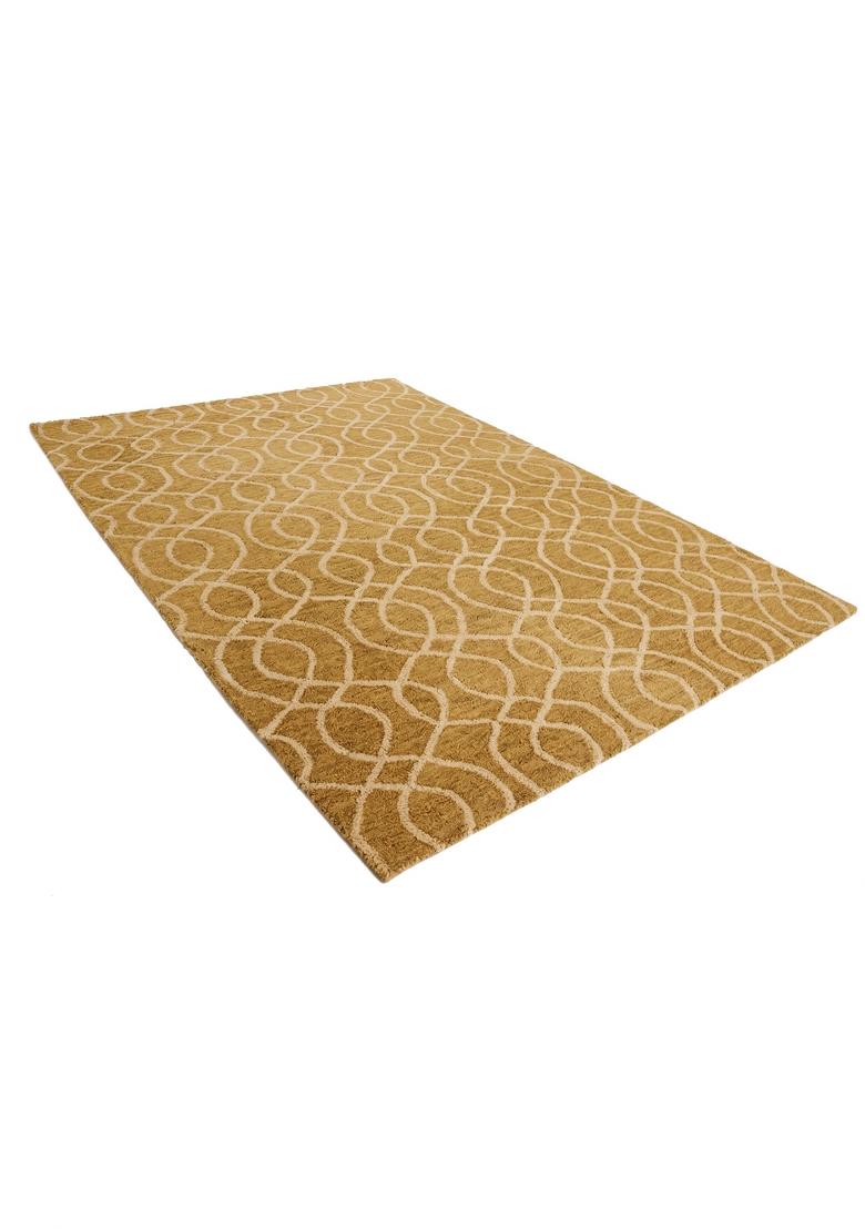 Saffron Rugs Hand Tufted Gold Geometric Transitional Rectangular Wool Area Rug - Indya