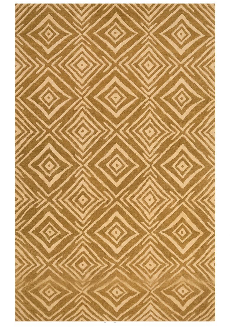 Saffron Rugs Hand Tufted Gold Geometric Bohemian Rectangular Wool Area Rug - Indya