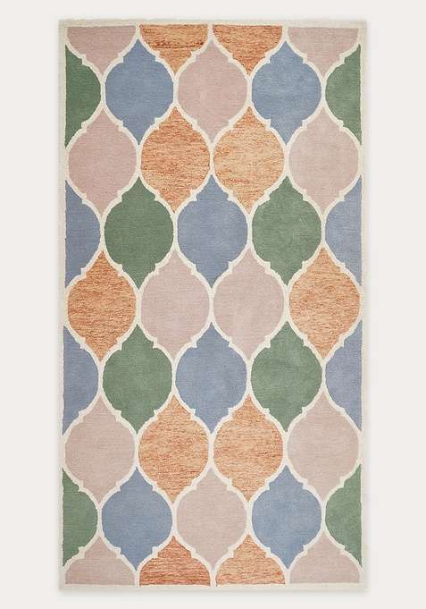 100% Wool Handmade Multicolor Rug | Moroccan Trellis Carpet With Cotton Backing For Living Room