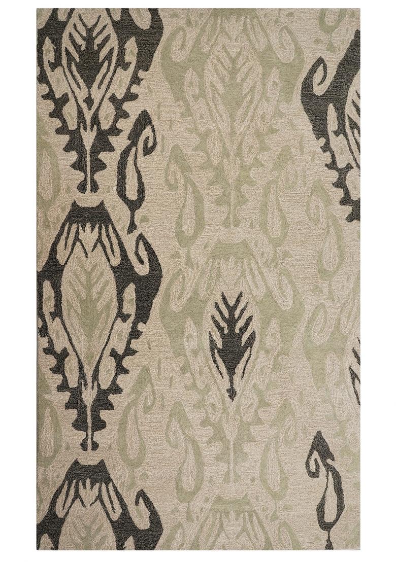Saffron Rugs Hand Tufted Beige Geometric Transitional Rectangular Wool Area Rug - Indya